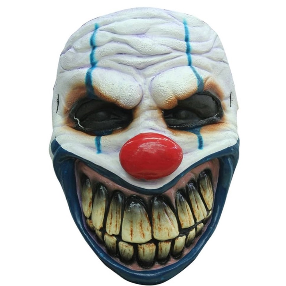 Nightmare Creepy Clown Horror Mask with Red Nose and Goulish teeth